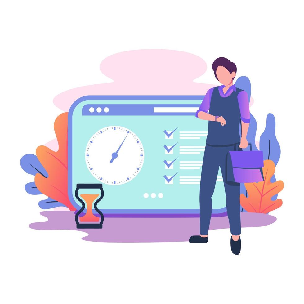 Time management flat style illustration design vector