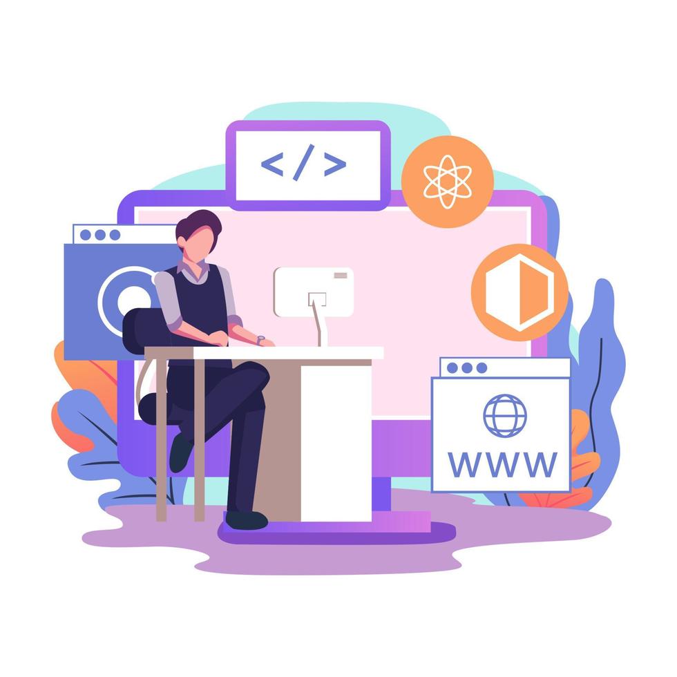 Web development flat style illustration design vector