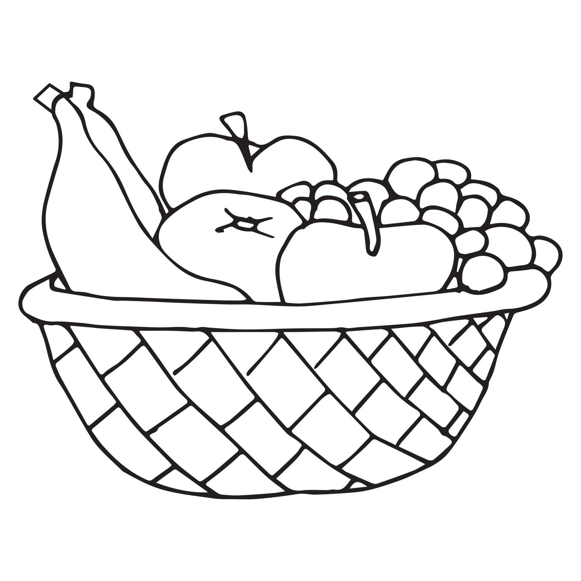 fruits basket clipart black and white