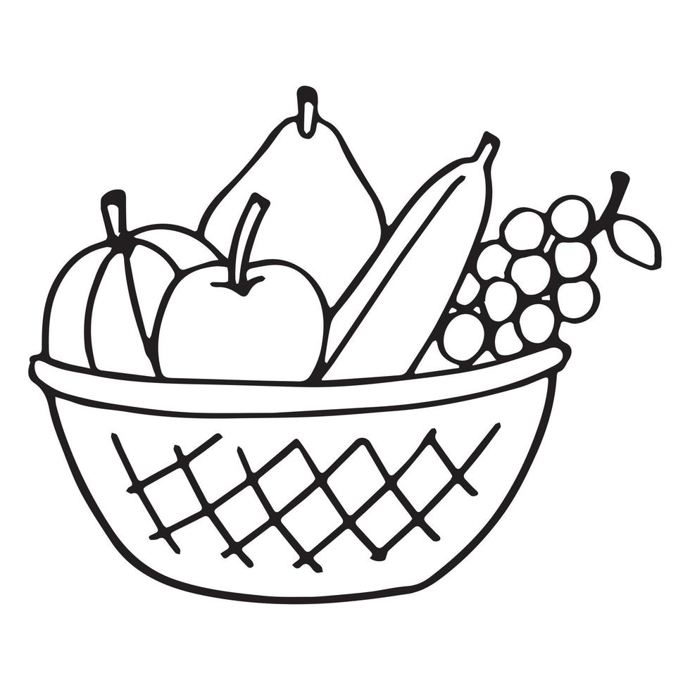 Fruit Basket Coloring Page For Kids Vector Illustration EPS And Image Fruit Basket Coloring Page For Kids Vector Illustration EPS And Image