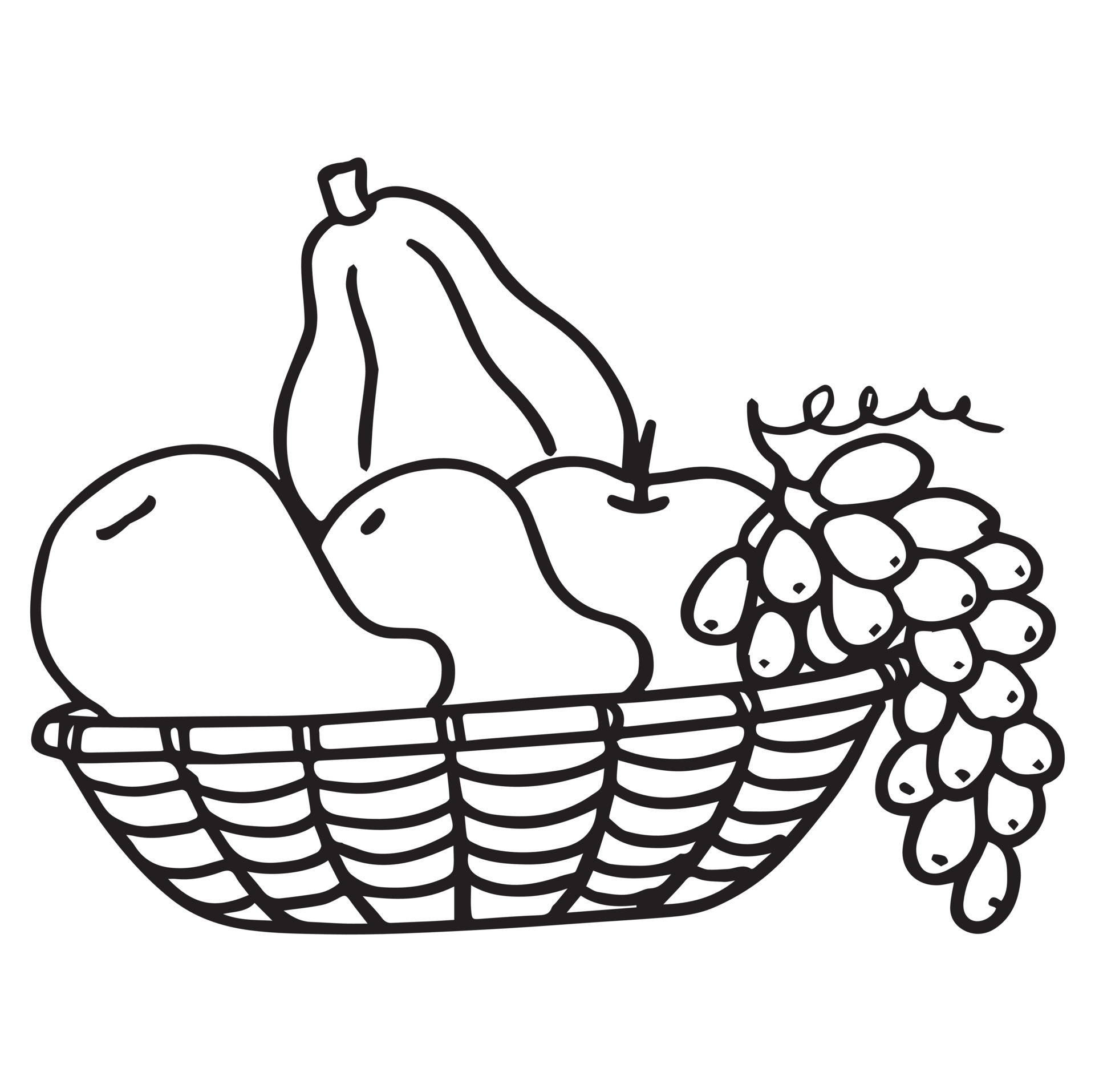 Fruit Basket Coloring Page For Kids, Vector illustration EPS And Image