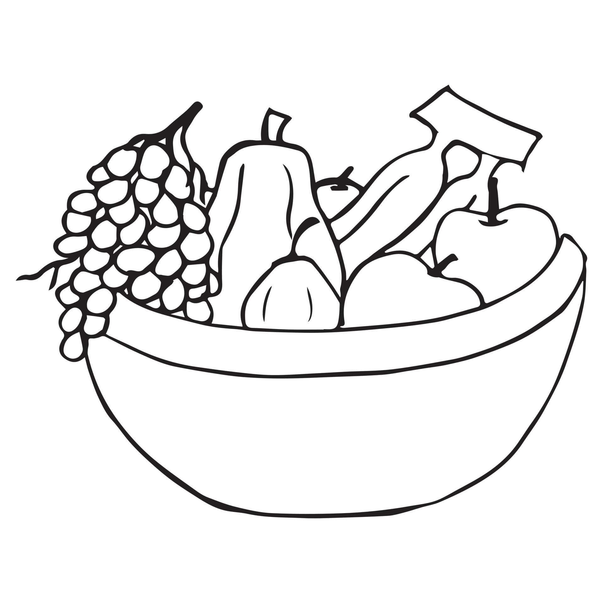 Fruit Basket Coloring Page For Kids, Vector illustration EPS And Image