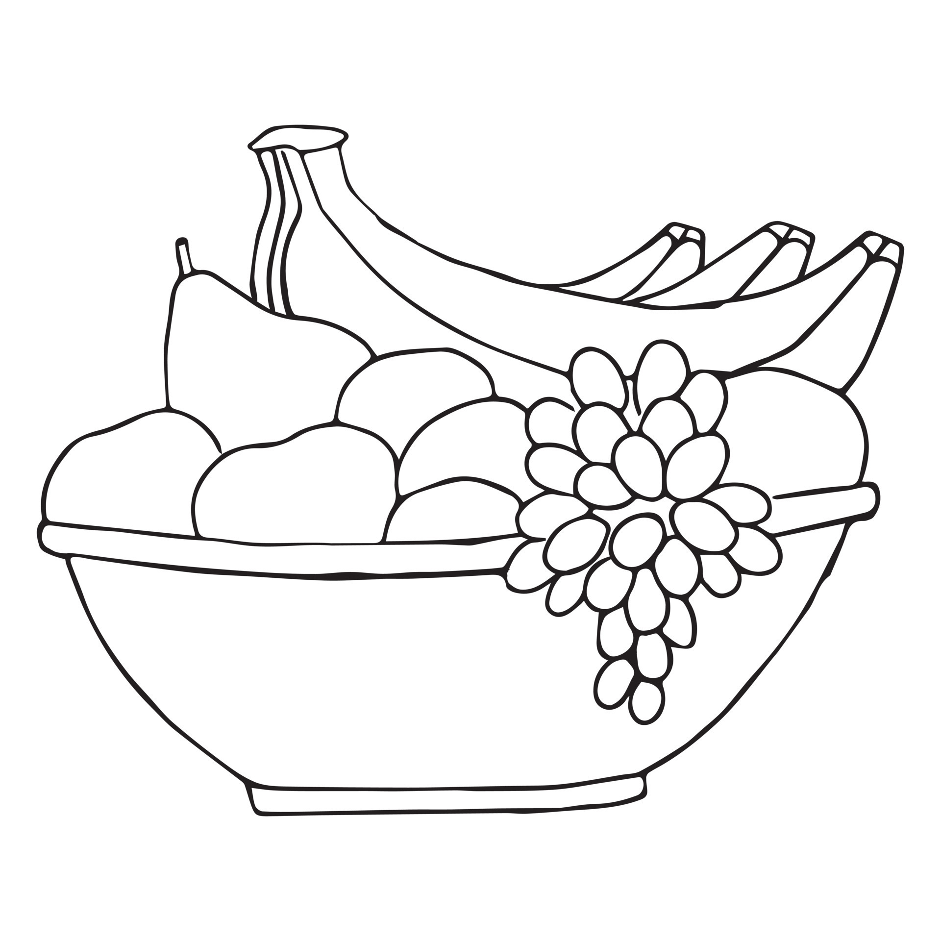 fruits basket clipart black and white