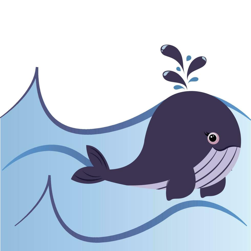 Isolated cartoon vector illustration of a whale