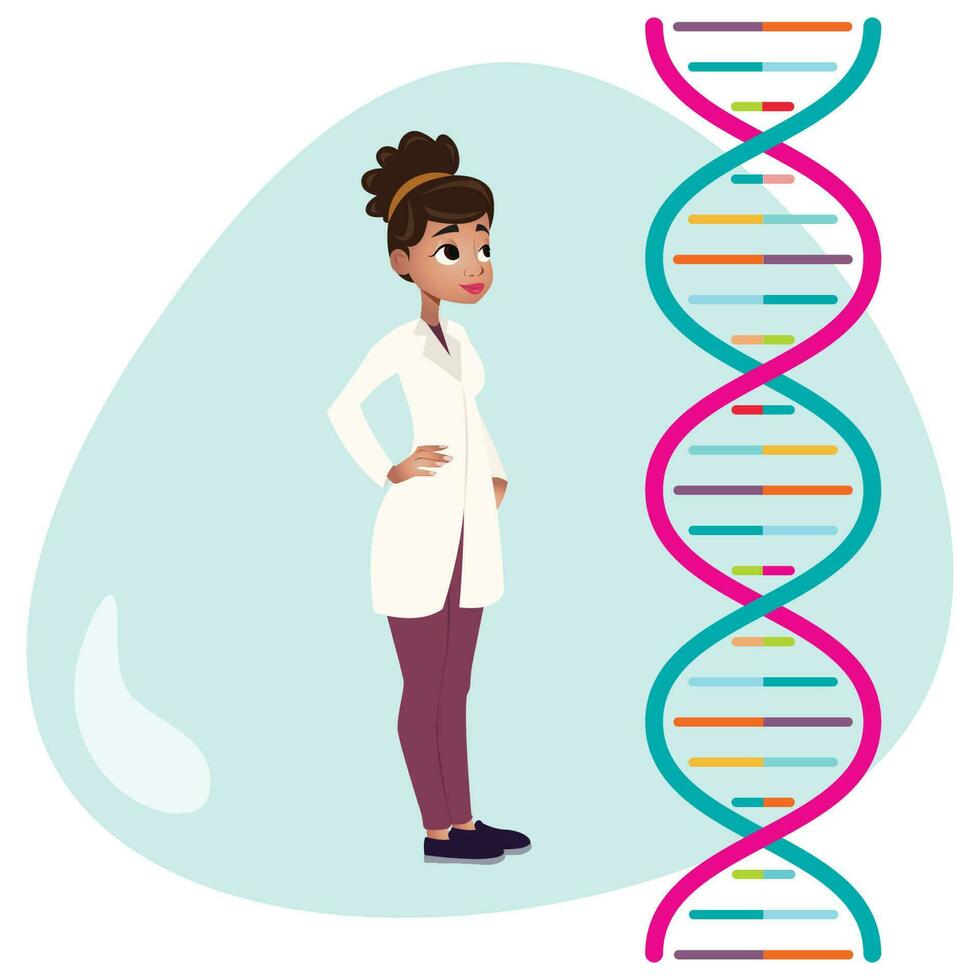 Searching the genome for clues vector illustration isolated graphic