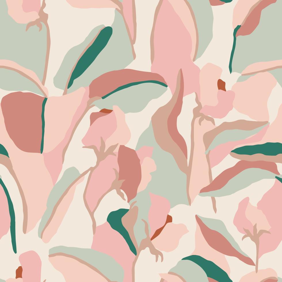 Vector abstract flower illustration seamless repeat pattern