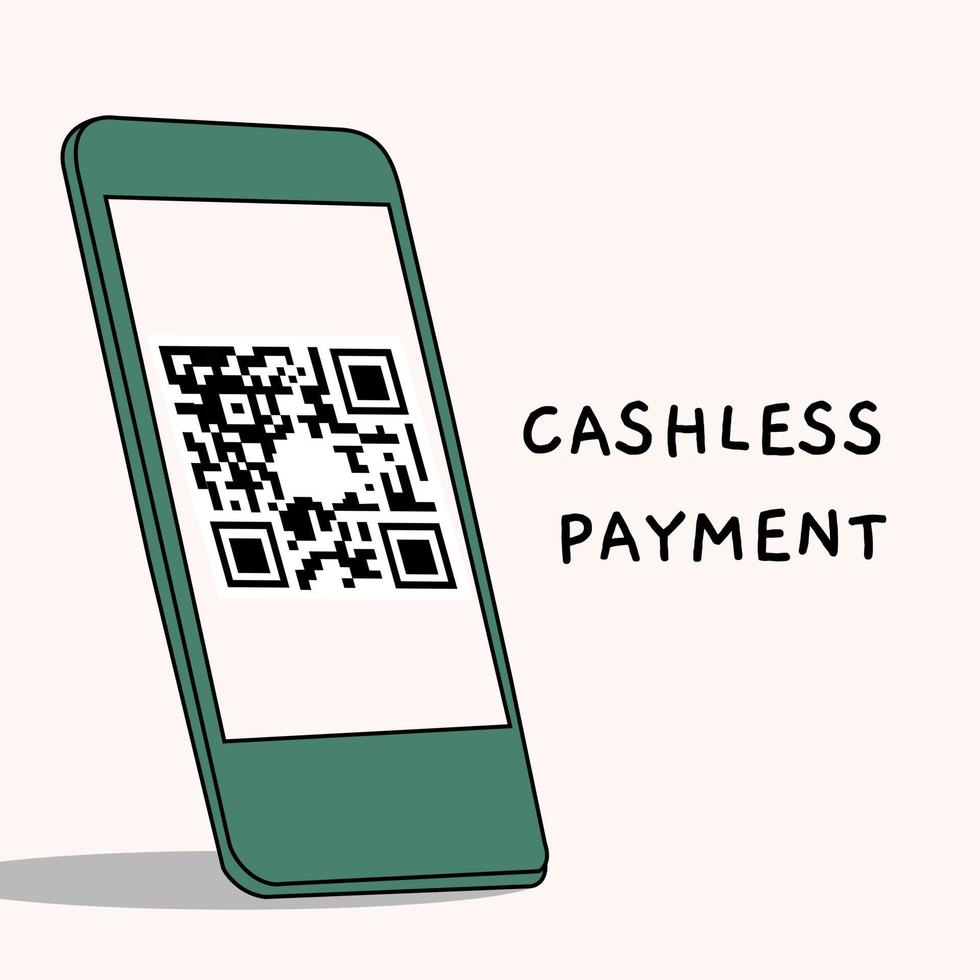 online payment by phone and scan qr code. the new normal lifestyle cashless payment. vector illustration.