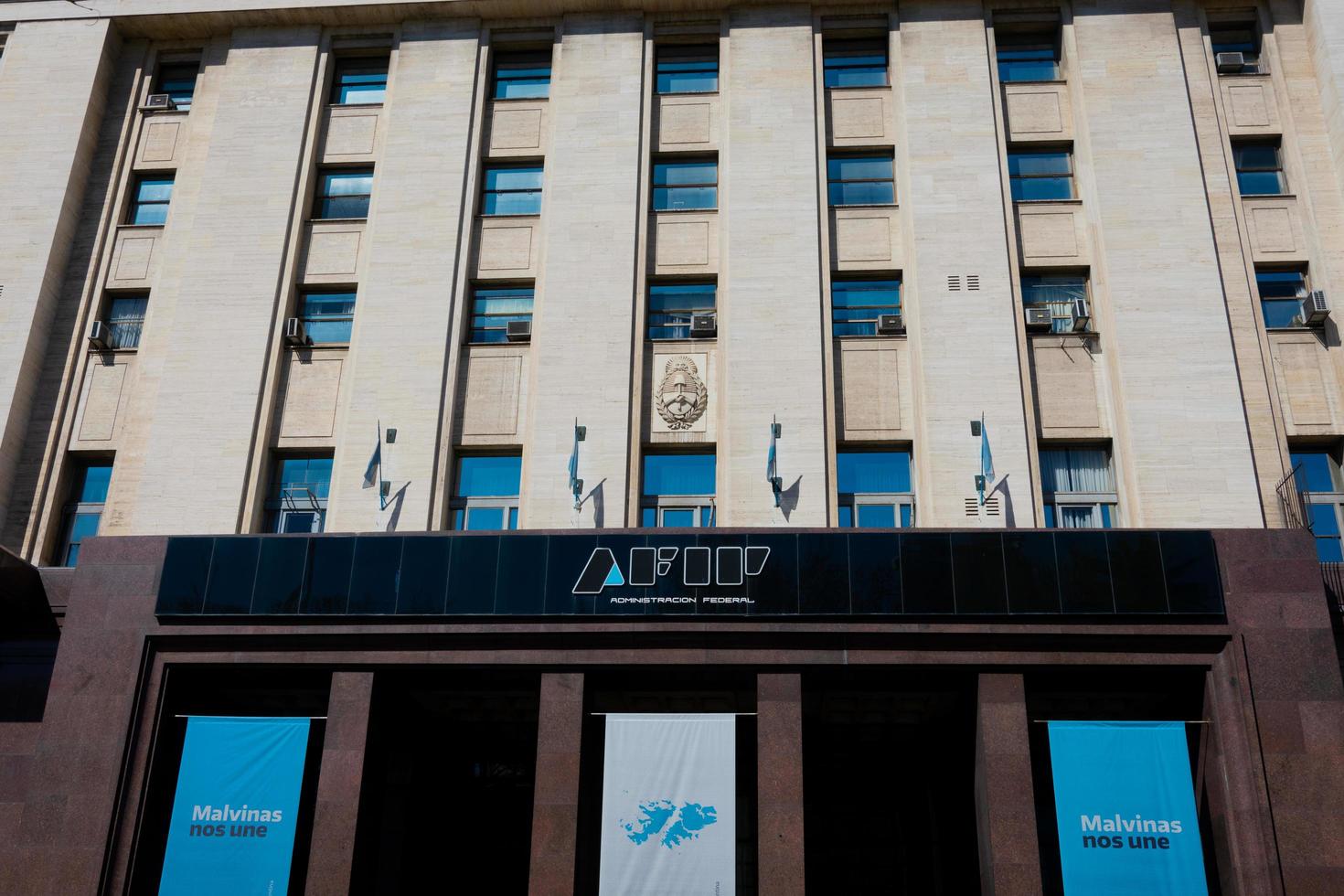 Buenos Aires, Argentina. September 04, 2022. Federal Administration of Public Income sign Administracion Federal de Ingresos Publicos usually shortened as AFIP is the revenue service of Argentina photo