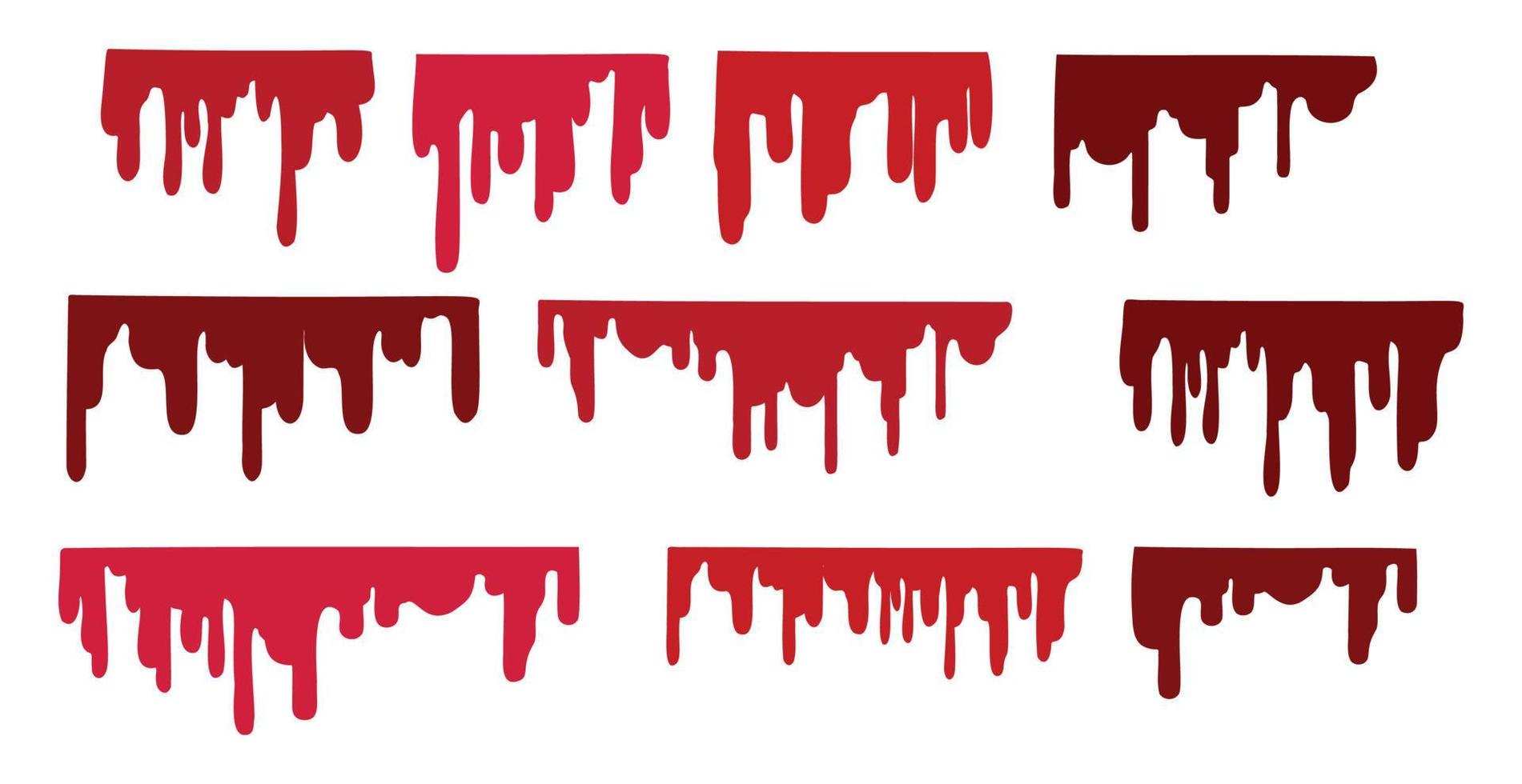 conjunto de 5 colores de sangre, vetas de sangre sobre un fondo blanco - vector