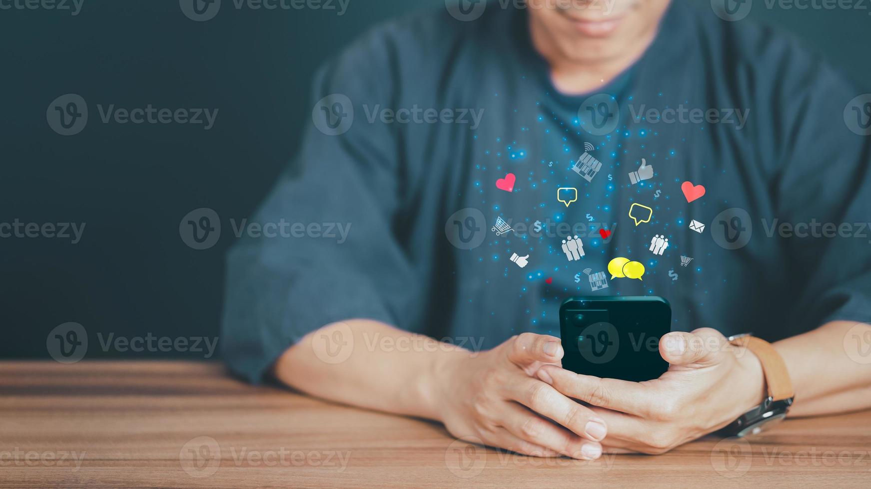 Adult man using a smartphone order in online store, shopping on internet, concept mobile smart phone app. photo