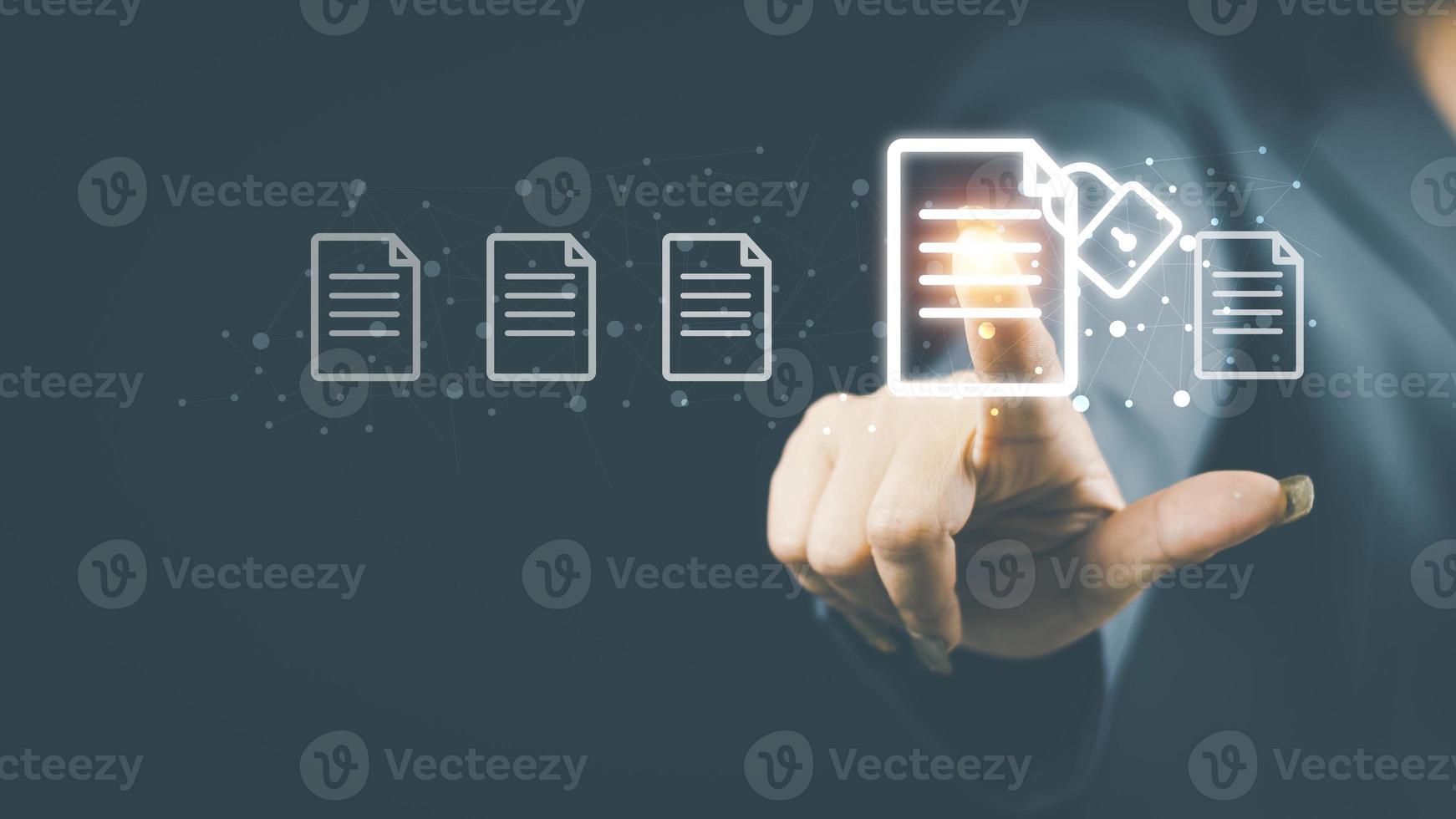 Document Management Systemdms concept. Male hands operating a computer. to manage online that is easy, convenient, fast and enhances the efficiency of digital transformation for the organization photo