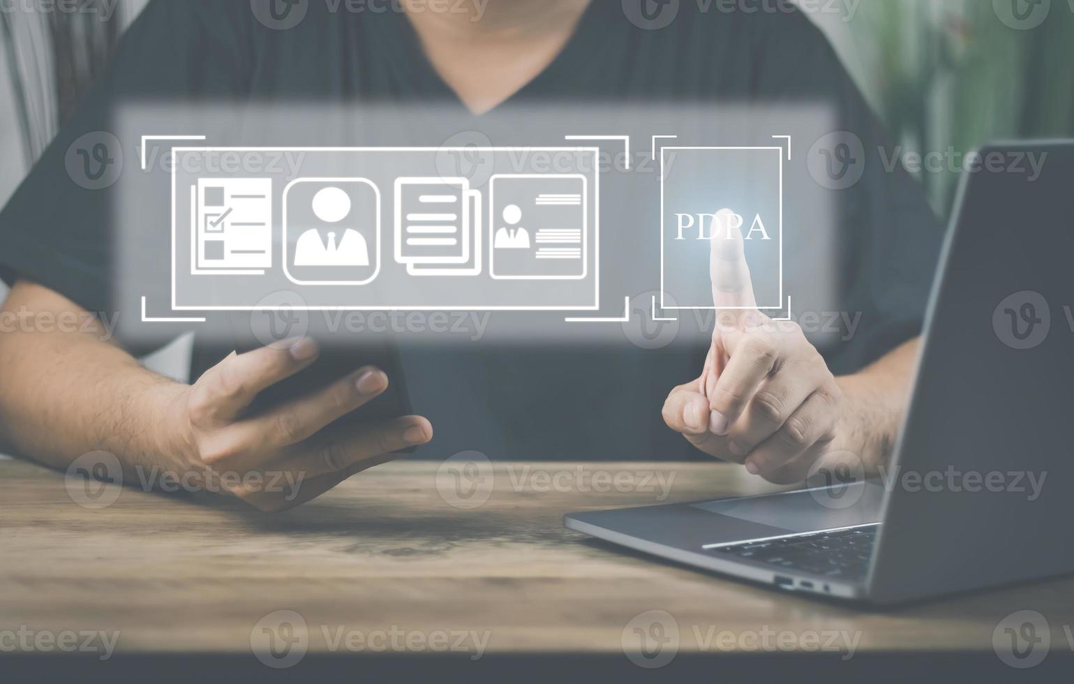 Document Management Systemdms concept. Male hands operating a computer. to manage online that is easy, convenient, fast and enhances the efficiency of digital transformation for the organization photo