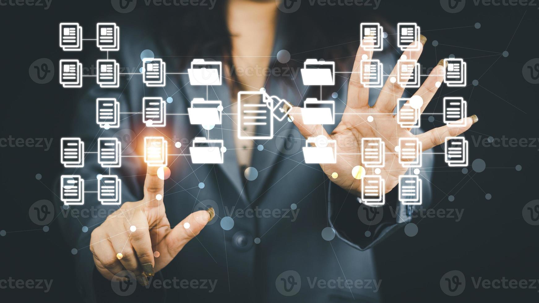 Document Management Systemdms concept. Male hands operating a computer. to manage online that is easy, convenient, fast and enhances the efficiency of digital transformation for the organization photo