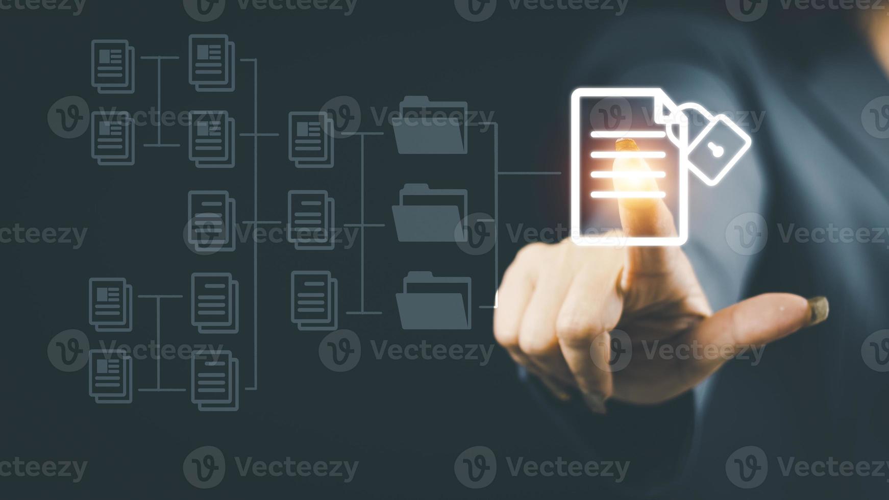 Document Management Systemdms concept. Male hands operating a computer. to manage online that is easy, convenient, fast and enhances the efficiency of digital transformation for the organization photo
