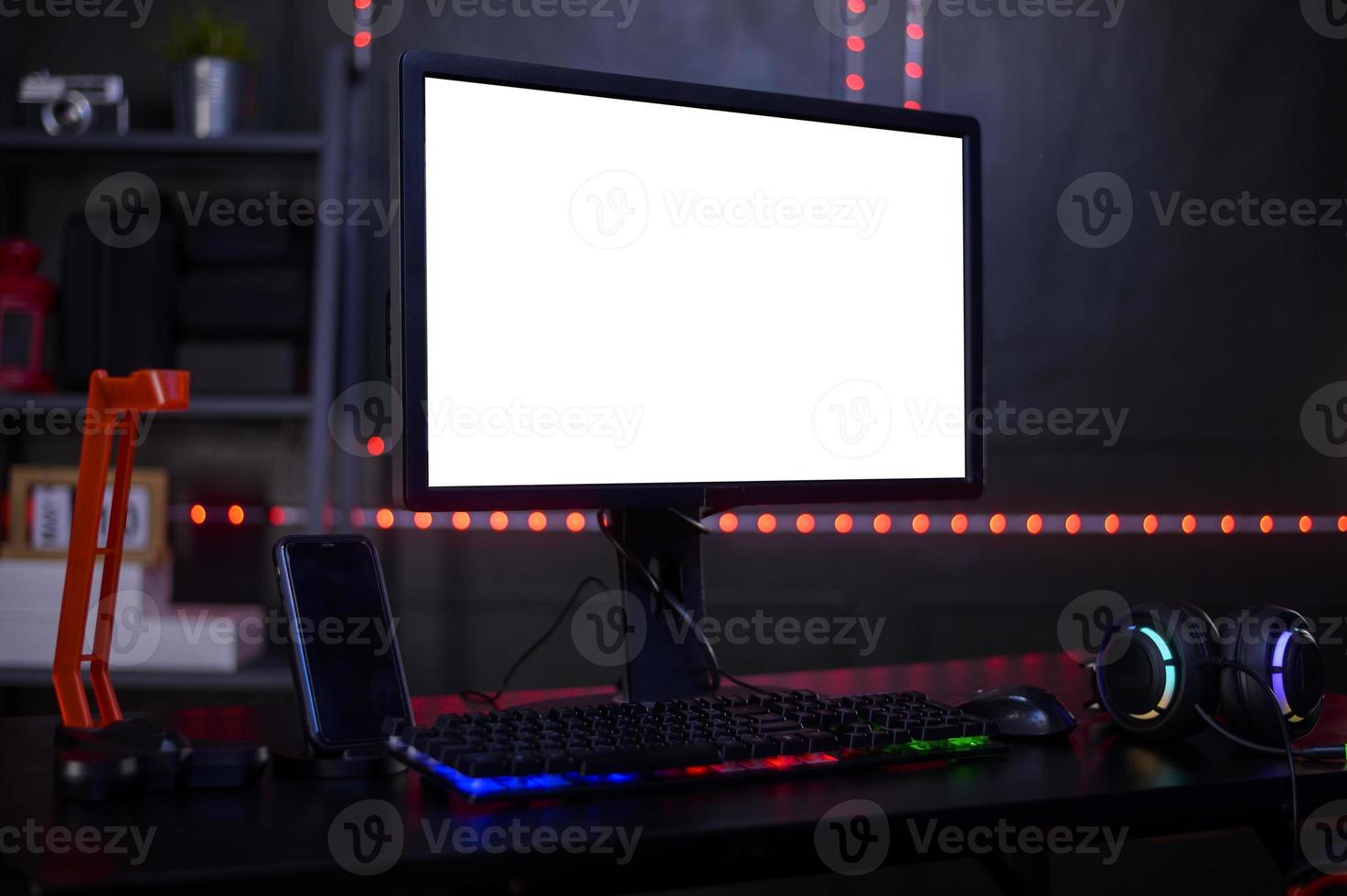 Background of monitor computer with  Online Game streaming desktop photo