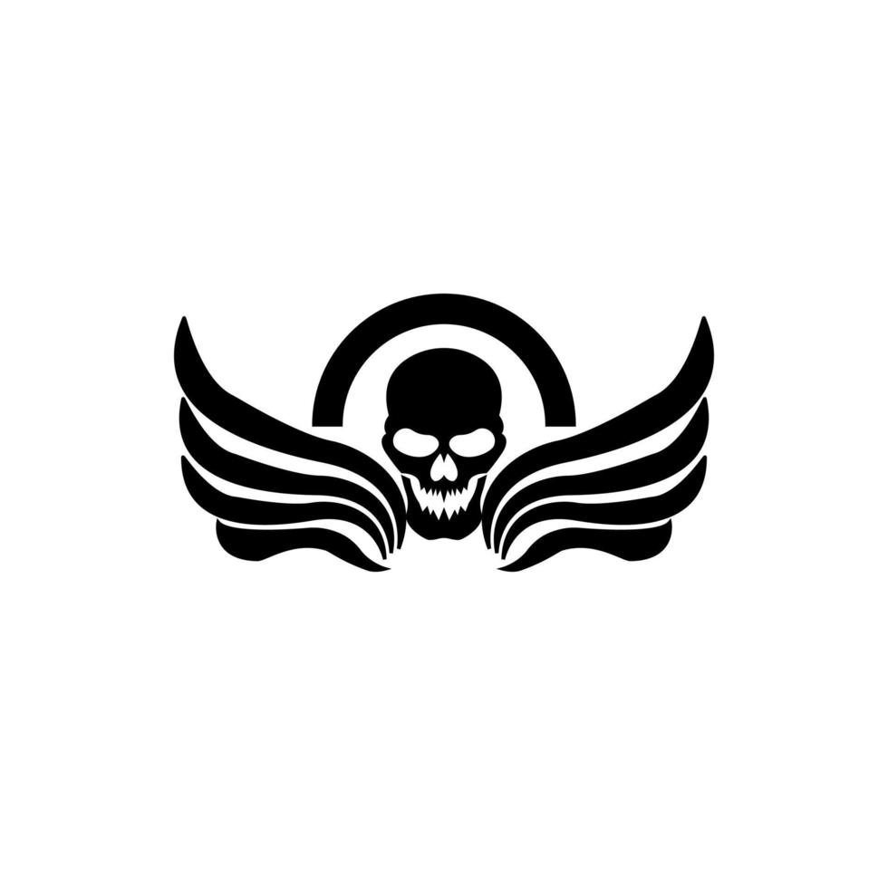 black skull head with wings icon logo vector