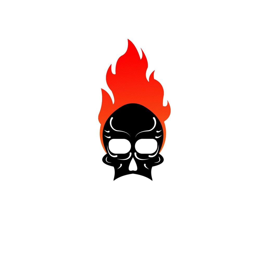 skull head with burning fire icon vector