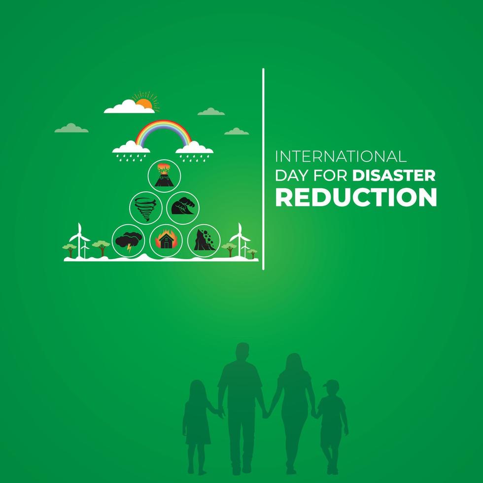 International Day of Disaster Reduction concept. October 13. Template for background, banner, card, poster. Vector illustration.