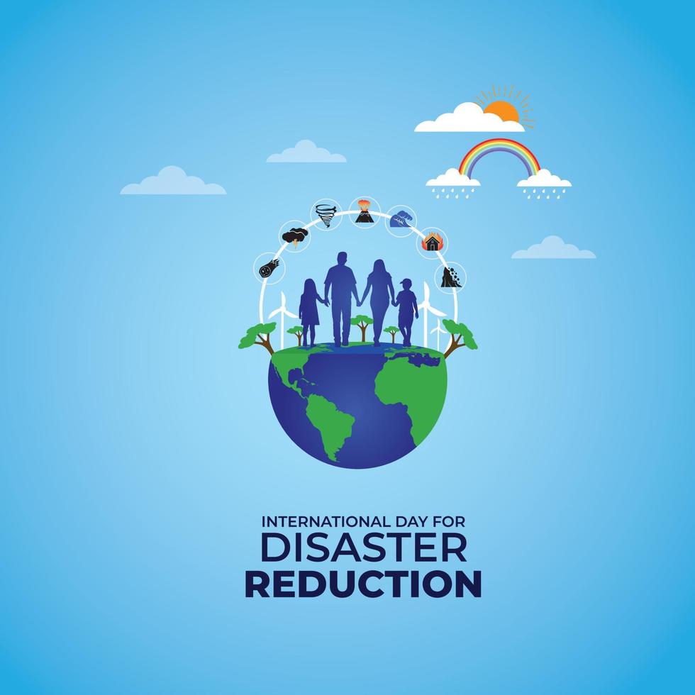 International Day of Disaster Reduction concept. October 13. Template for background, banner, card, poster. Vector illustration.