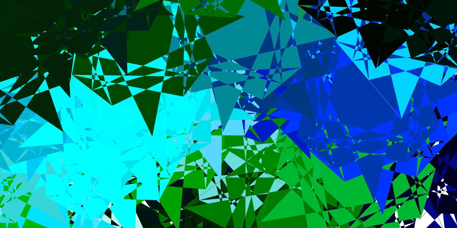 textura de vector azul claro, verde con triángulos al azar.