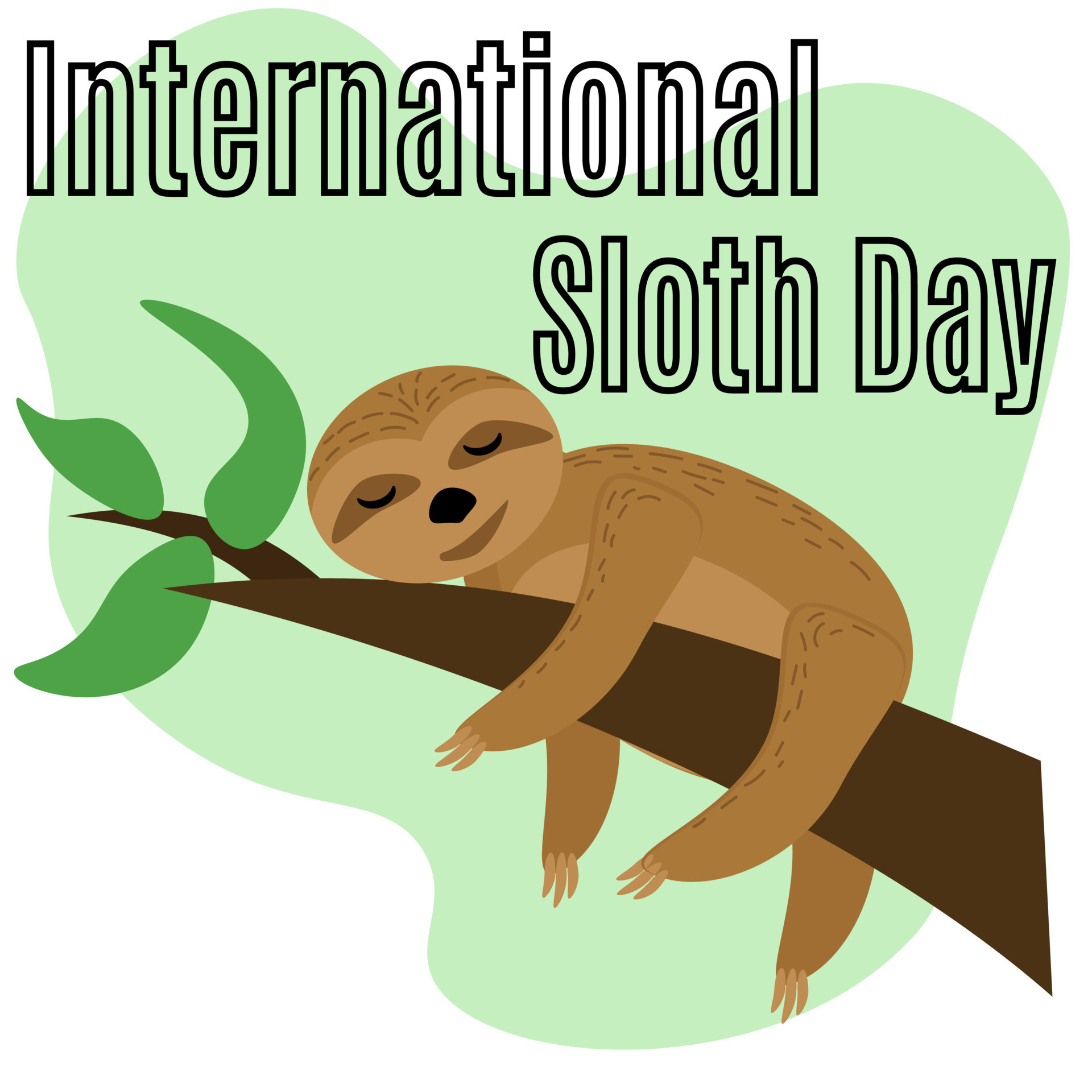 International Sloth Day, idea for poster, banner, flyer or postcard