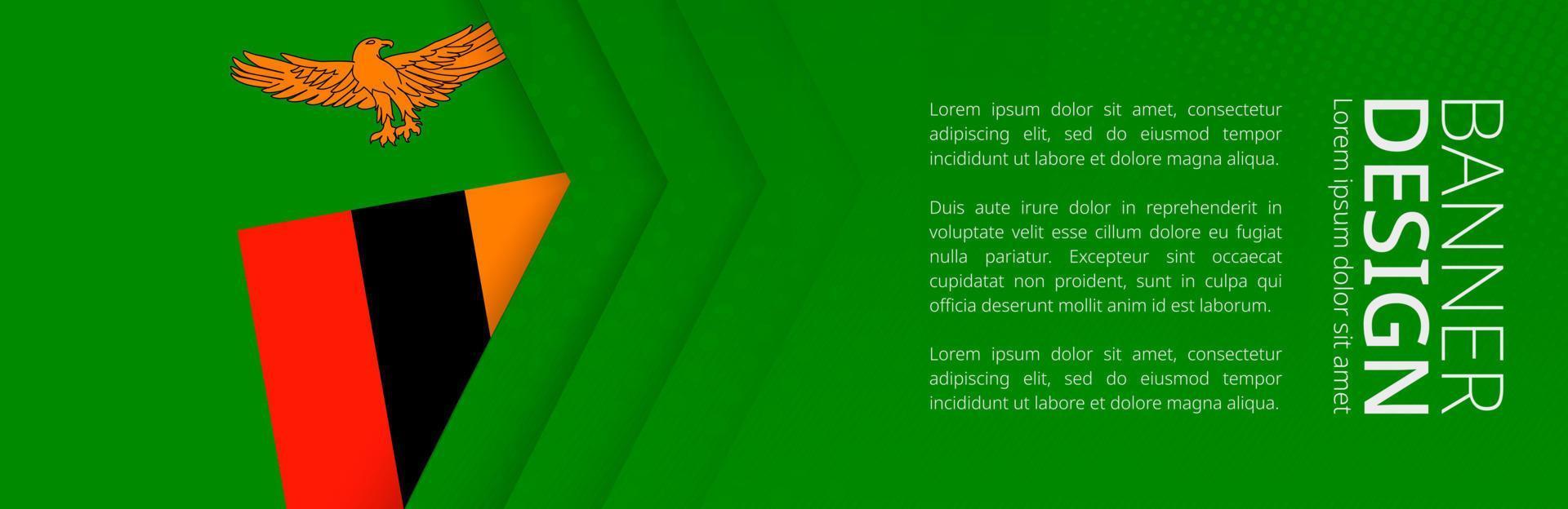 Banner template with flag of Zambia for advertising travel, business and other. vector