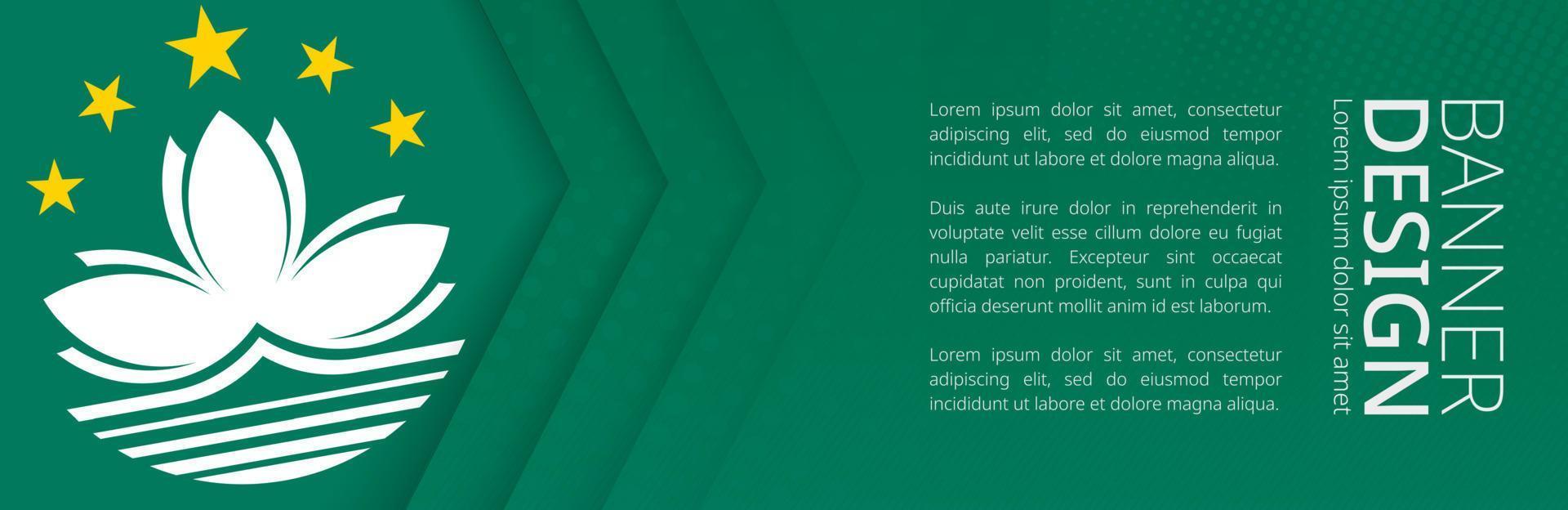 Banner template with flag of Macau for advertising travel, business and other. vector