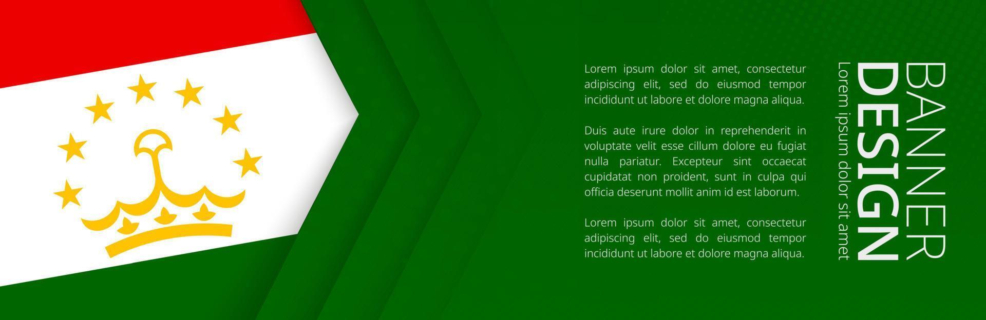 Banner template with flag of Tajikistan for advertising travel, business and other. vector