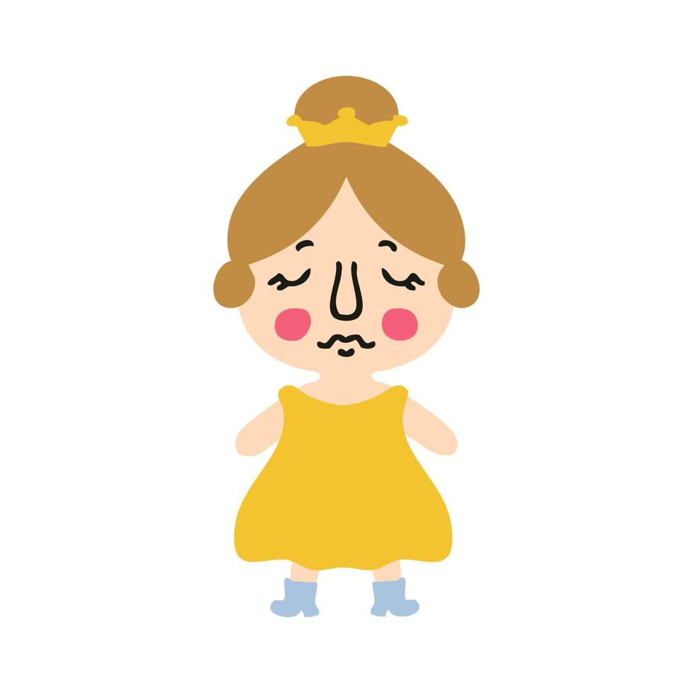 Cute little princess flat isolated vector illustration. Perfect for posters, greeting cards, tee, logo, stickers and print.