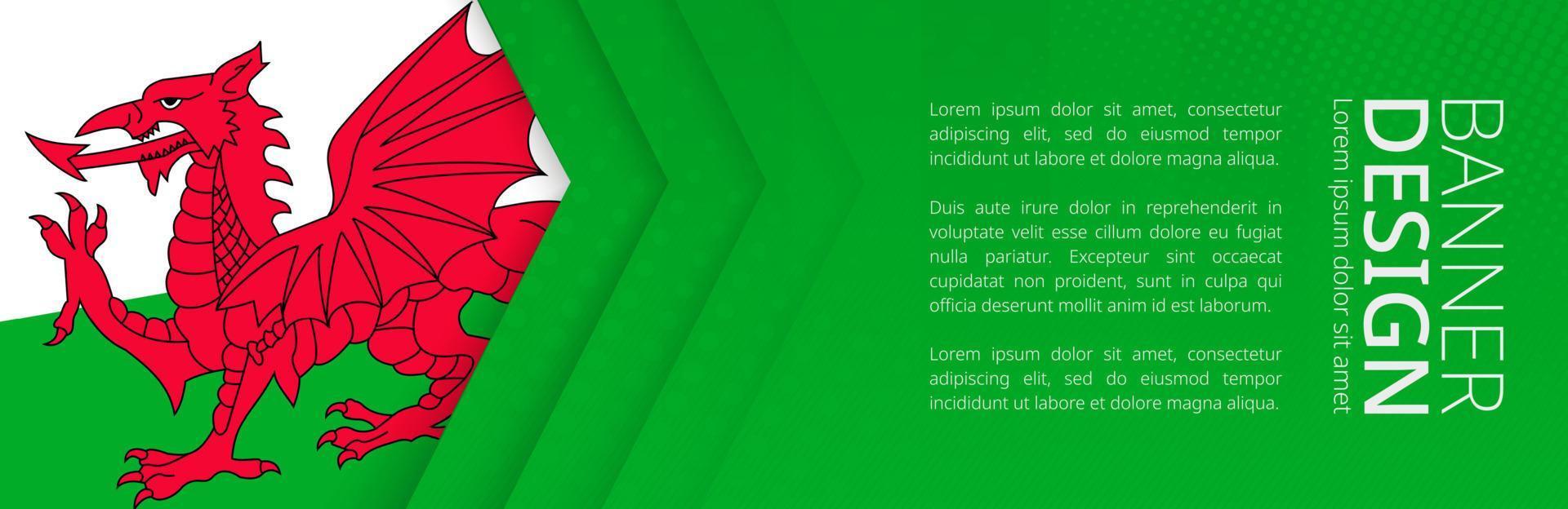 Banner template with flag of Wales for advertising travel, business and other. vector