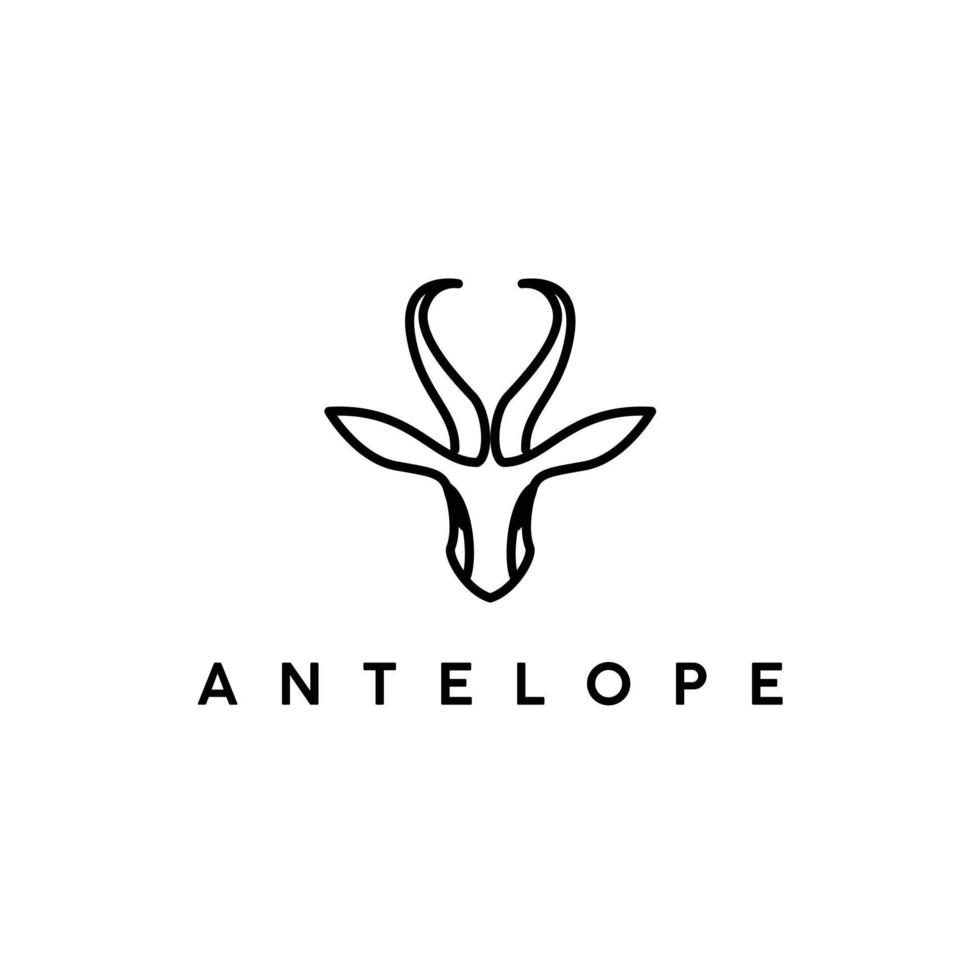 antelope head outline line art logo vector