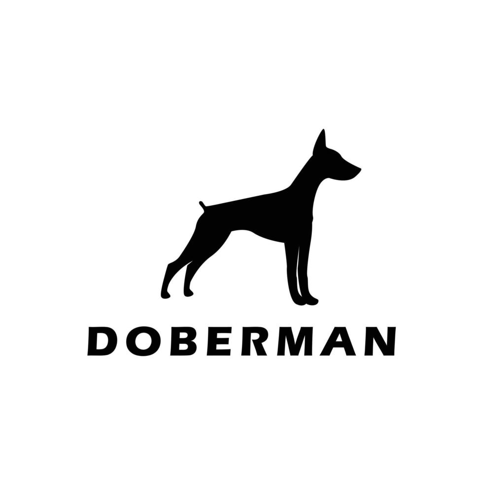 doberman security dog silhouette logo design vector