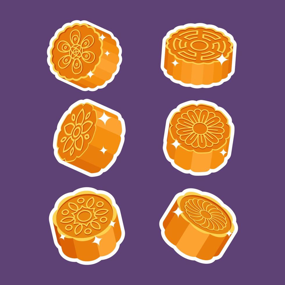 3d Moon Cake Sticker Collection vector
