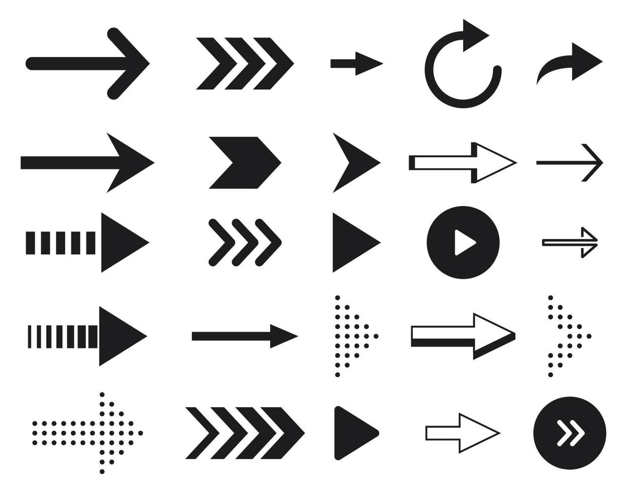Collection arrow silhouette on white background vector