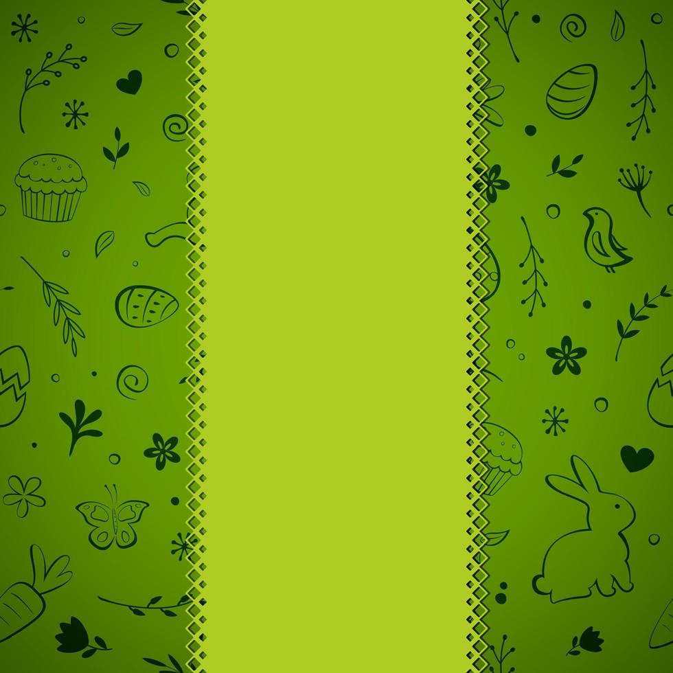 Seamless Easter pattern greeting card on green background vector