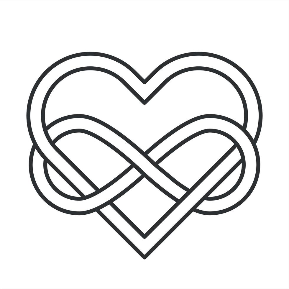 Celtic Trinity Knot with heart line icon. Pagan symbol for protection and love. Occult sign. Vector isolated