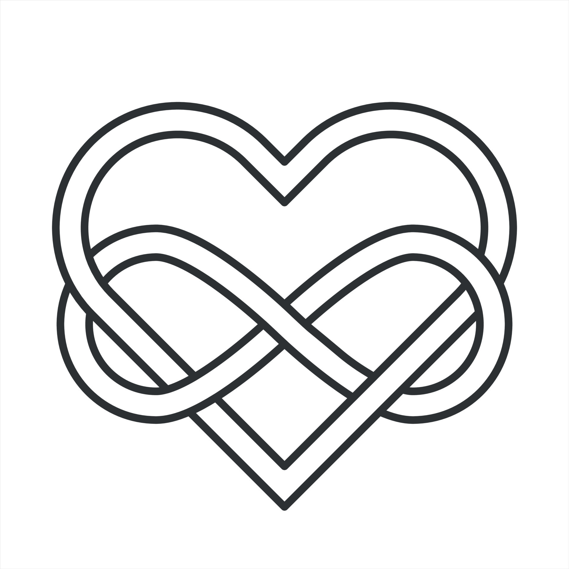 Celtic Trinity Knot with heart line icon. Pagan symbol for protection