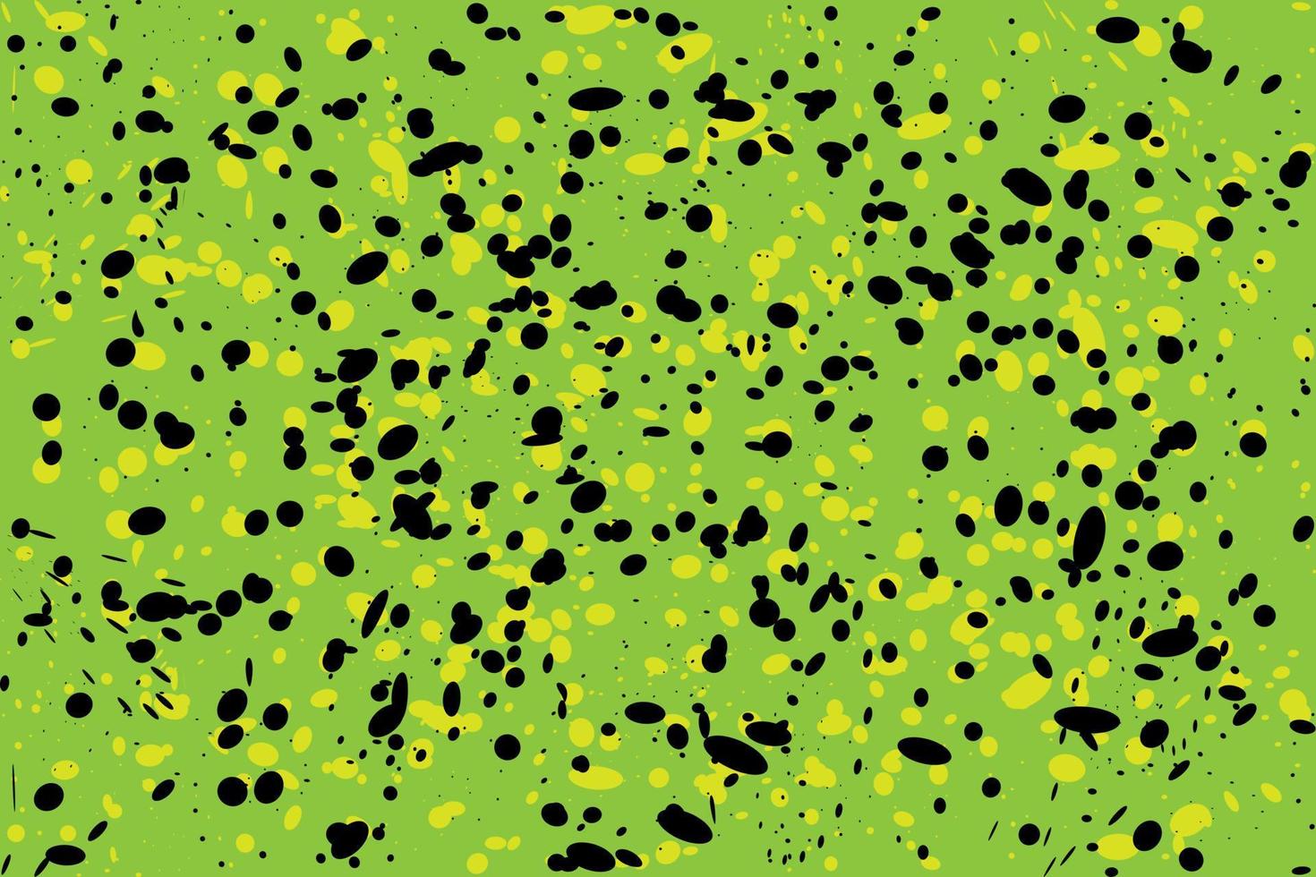 Colorful Abstract background made of paint droplets, blots and splashes. Green, yellow, black colors. Vector illustration