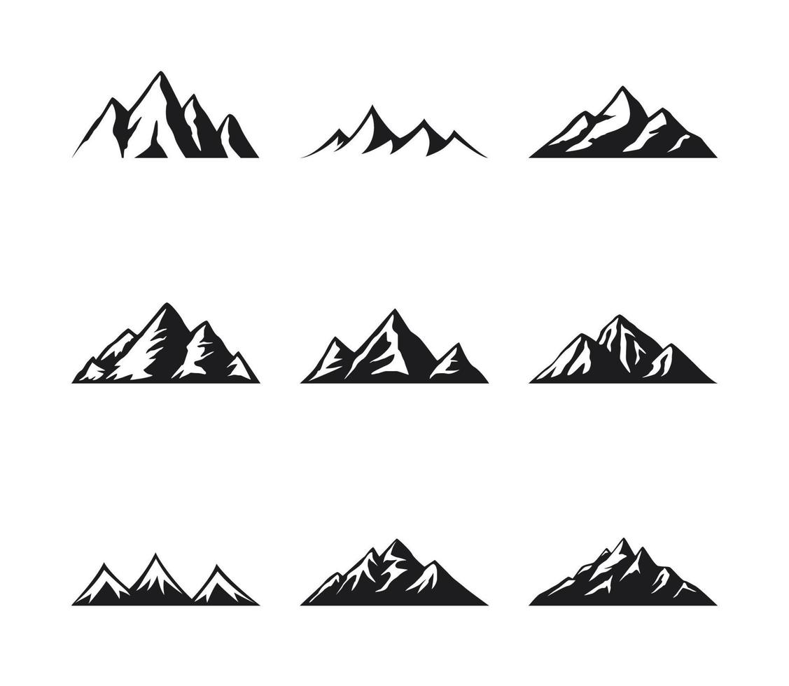 iconos de montaña en un fondo blanco vector