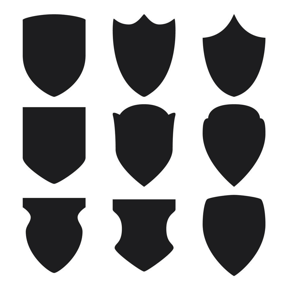 conjunto de iconos de escudo negro sobre fondo blanco vector