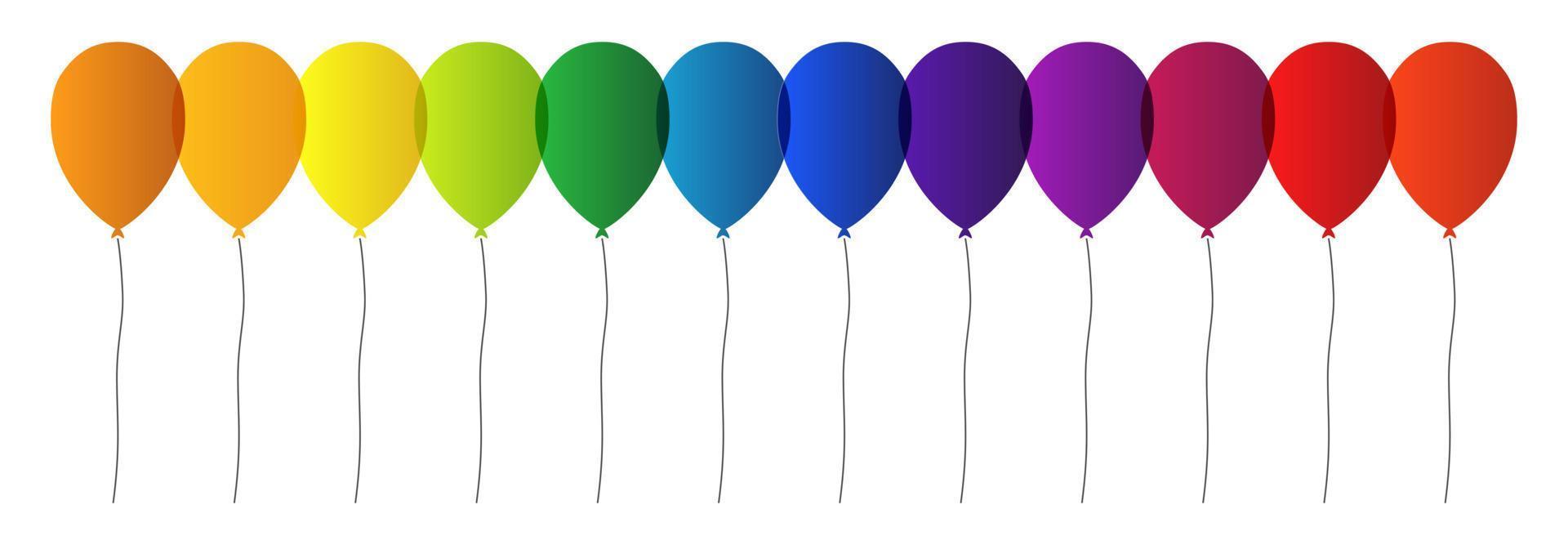 Rainbow balloons on white background vector