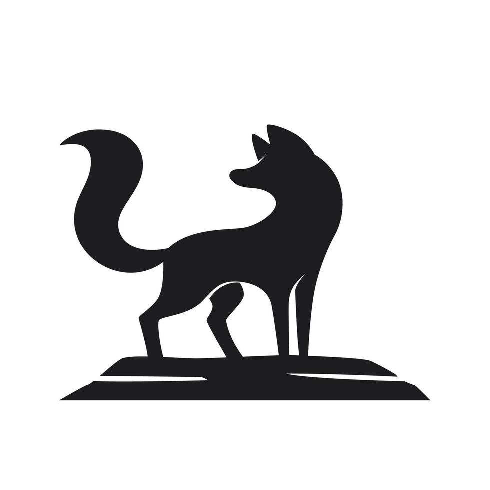 Silhouette of the fox on a white background vector