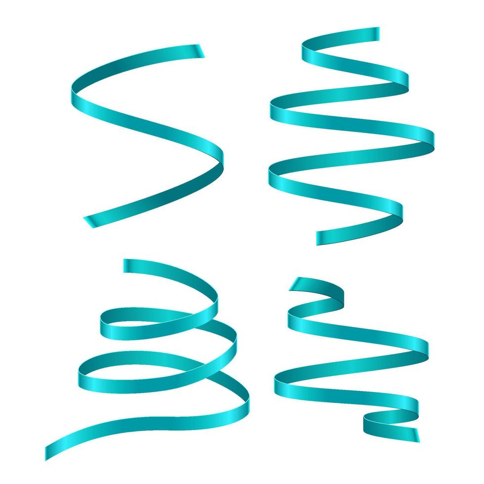 Set of light blue curling streamers on white background vector