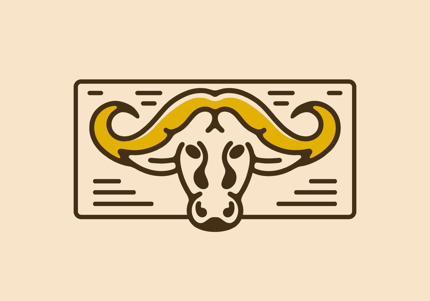 Bull head vintage retro line art vector