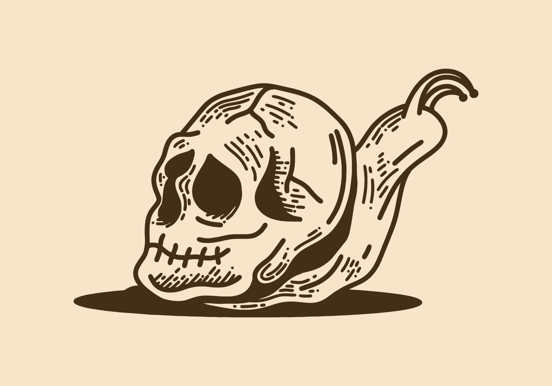 Snail with skull vintage retro line art 11883067 Vector Art at Vecteezy
