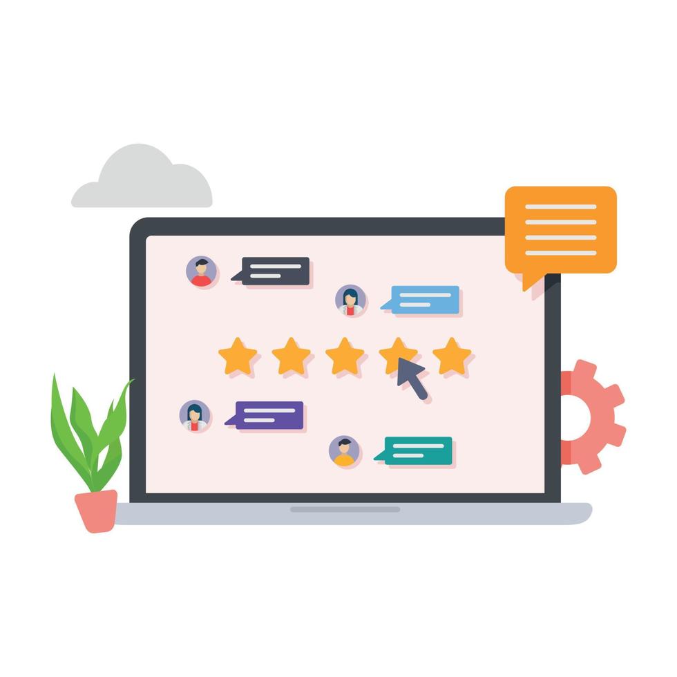 Customer review showing on five star rating. Reviews stars with good and bad rate and text illustration. vector