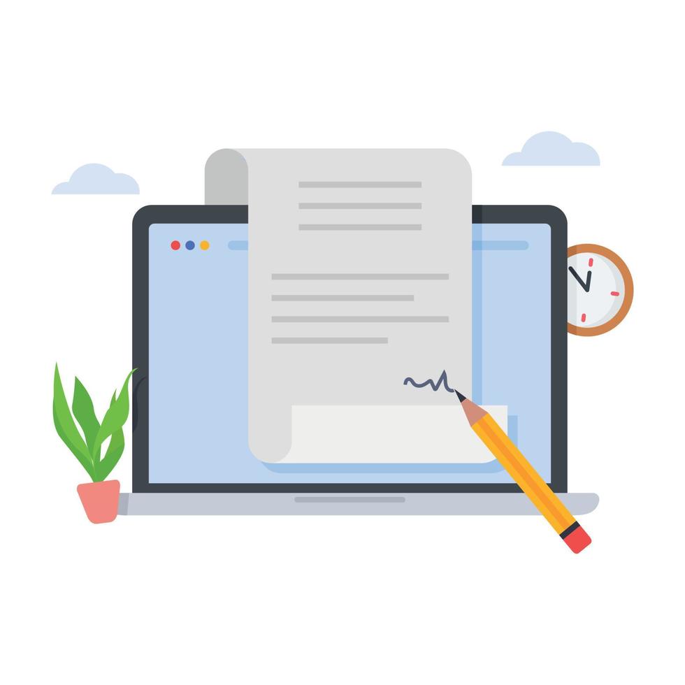 Signature into legal document. Digital signature online agreement or contract illustration. vector