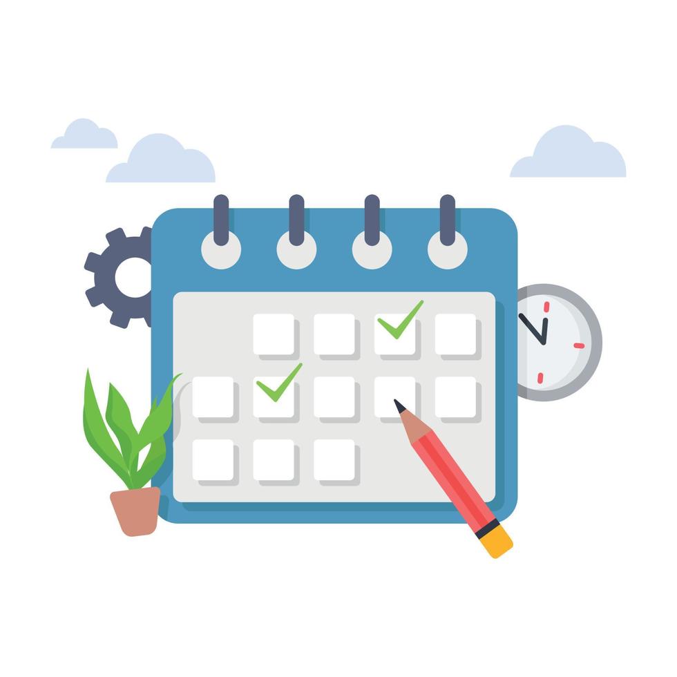 Check marks on calendar date illustration. vector