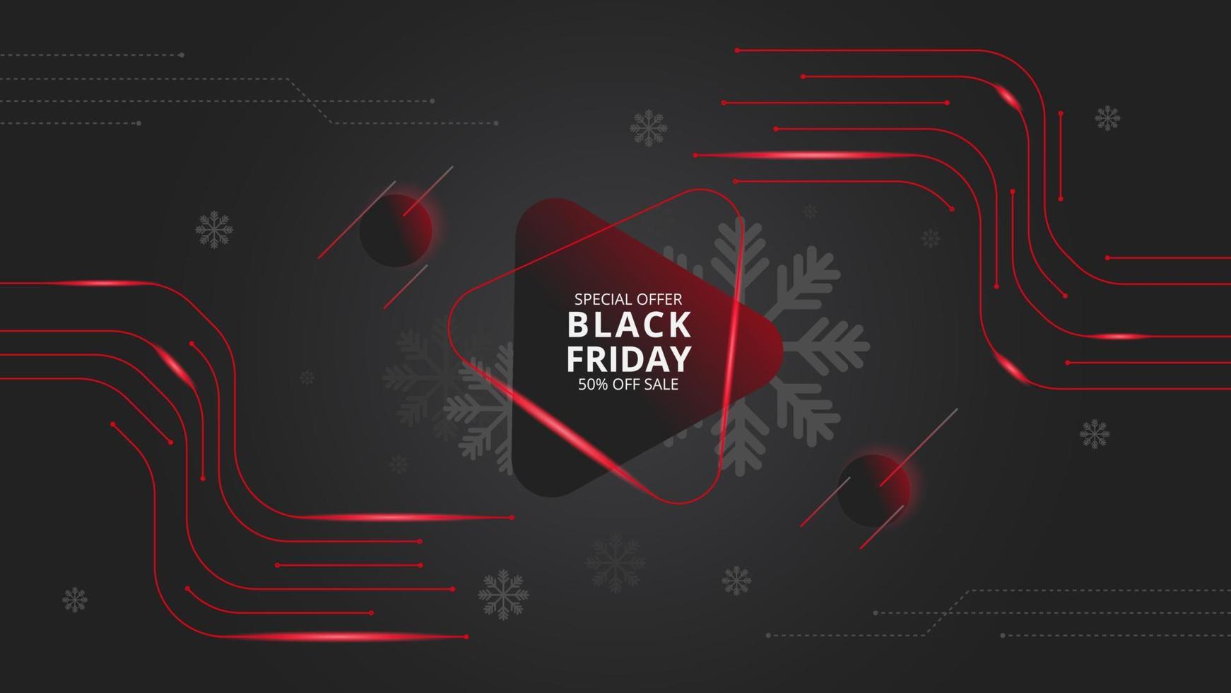 Black friday sale banner template technology design with light circuit board illustration winter vector. modern minimalist digital data concept for internet marketing or digital marketing. EPS 10 vector