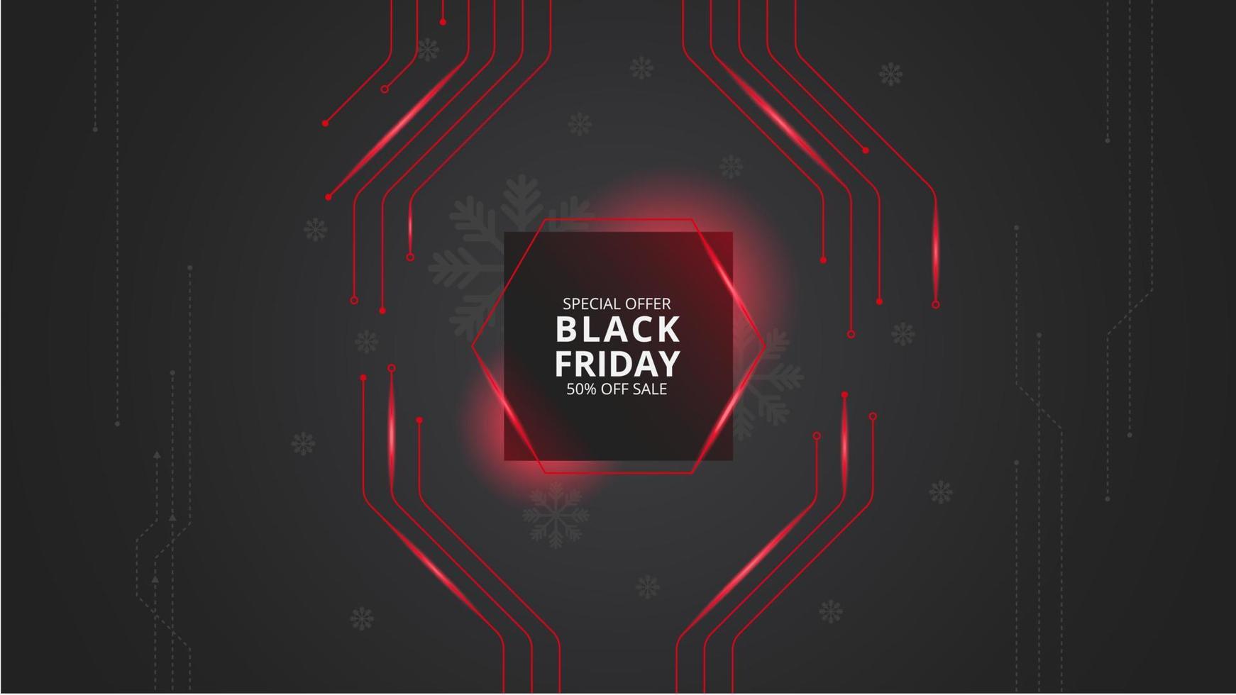 Black friday sale banner template technology design with light circuit board illustration winter vector. modern minimalist digital data concept for internet marketing or digital marketing. EPS 10 vector